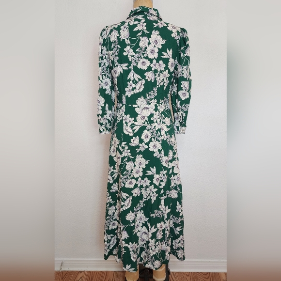Zara Green Floral Ruched Midi Dress - Picture 9 of 11